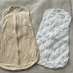 Cozy Baby Sleep Sacks - Tan and White